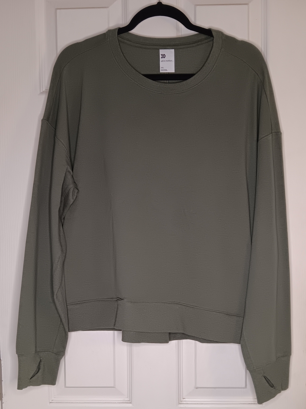 all in motion Olive Crewneck Sweatshirt W Thumbholes